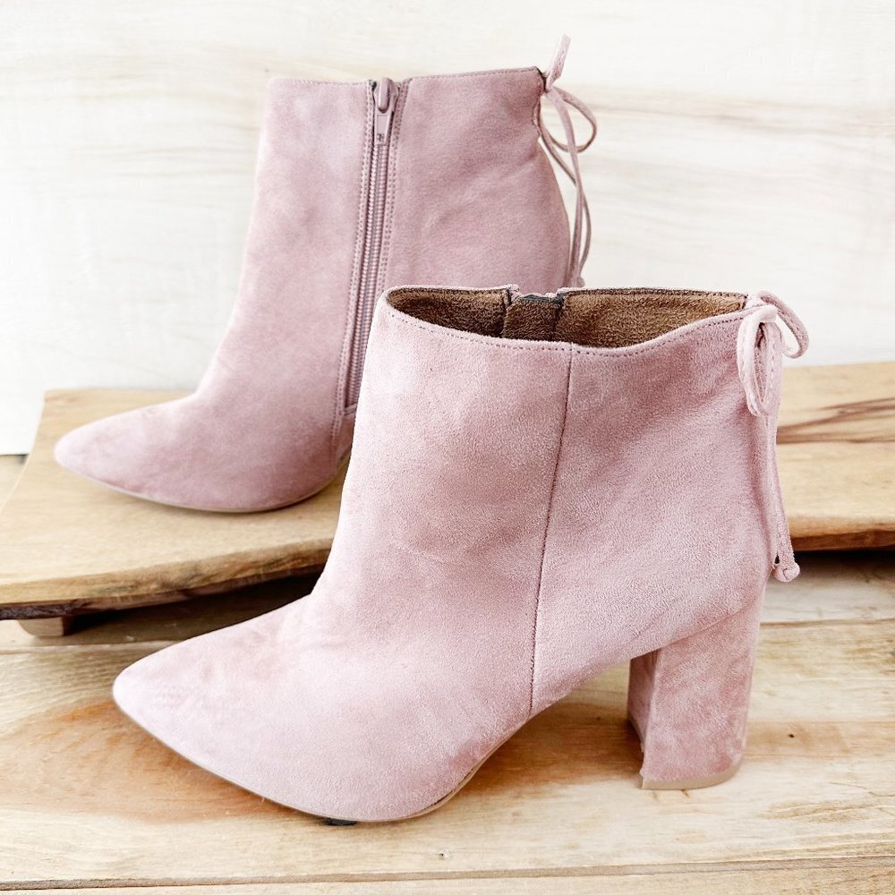 Corina Pin Faux Suede Boots‎ NWOB NEW 40/9.5 Mauve Heels